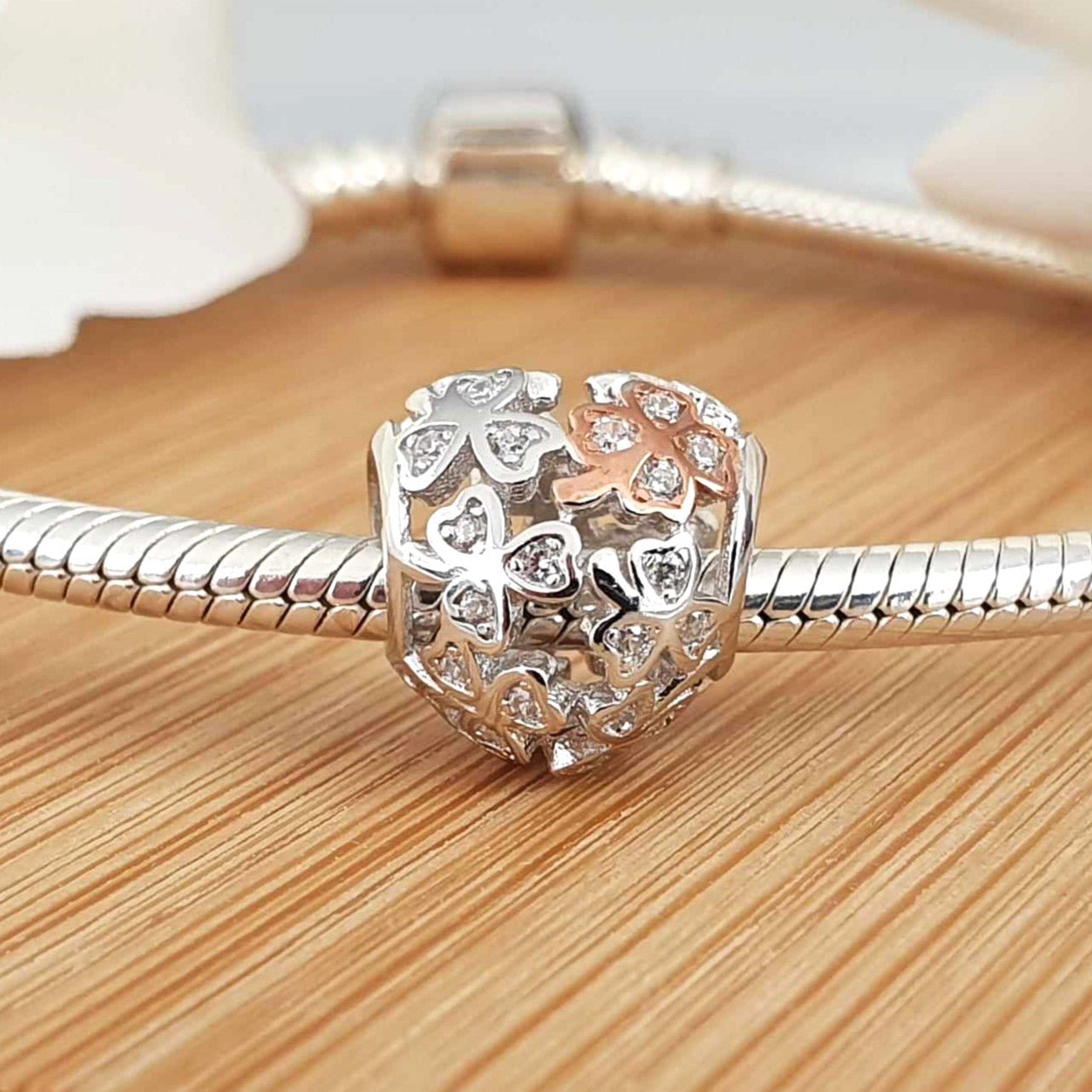 Rose Gold Clover Charm - The Bee Charm