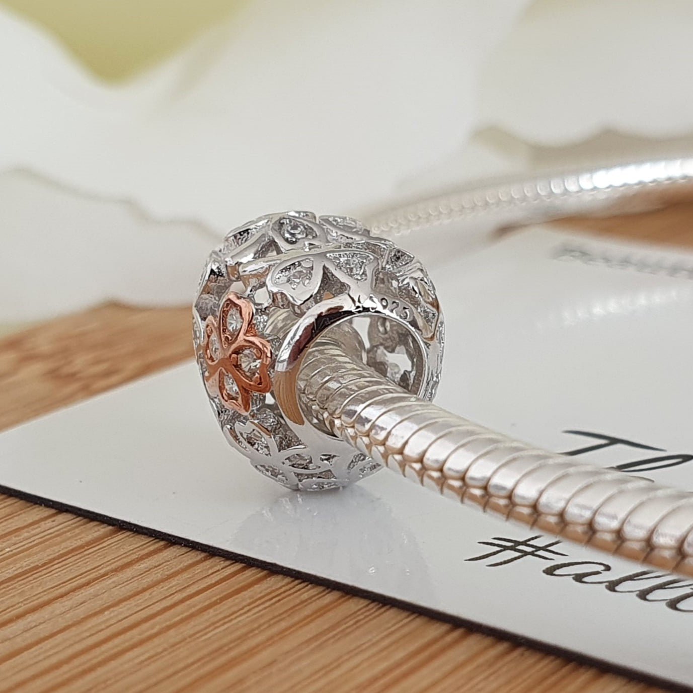 Rose Gold Clover Charm - The Bee Charm