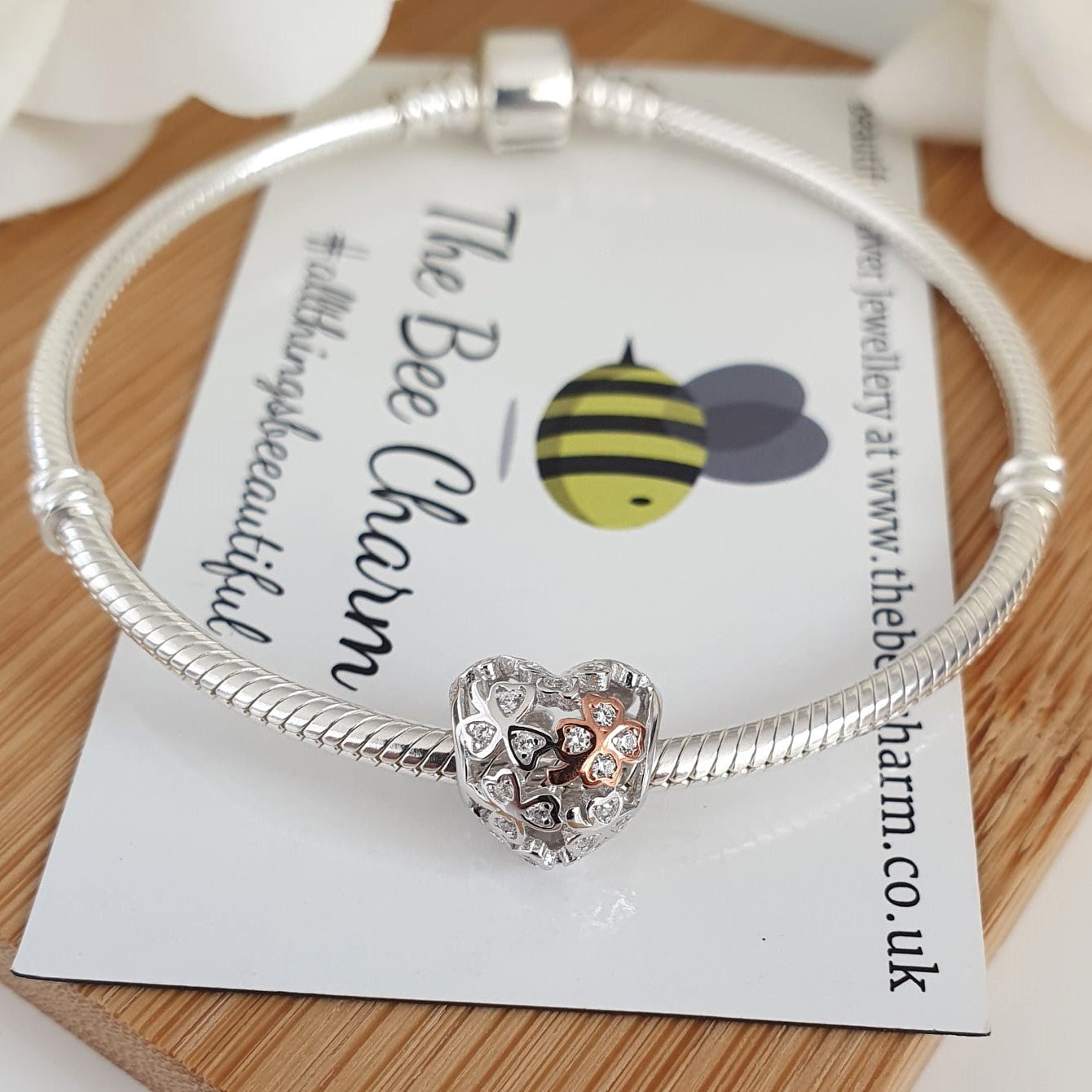 Rose Gold Clover Charm - The Bee Charm