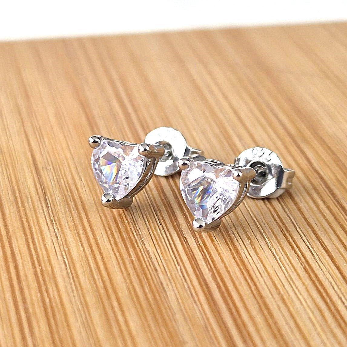 Zircon Heart Studs - The Bee Charm