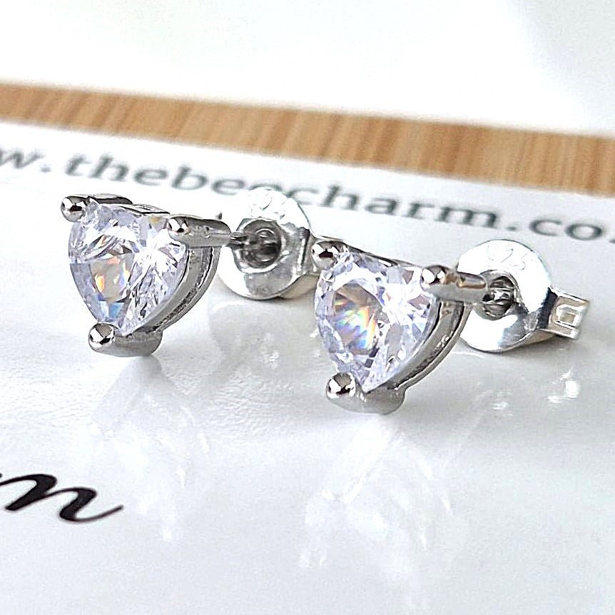 Zircon Heart Studs - The Bee Charm