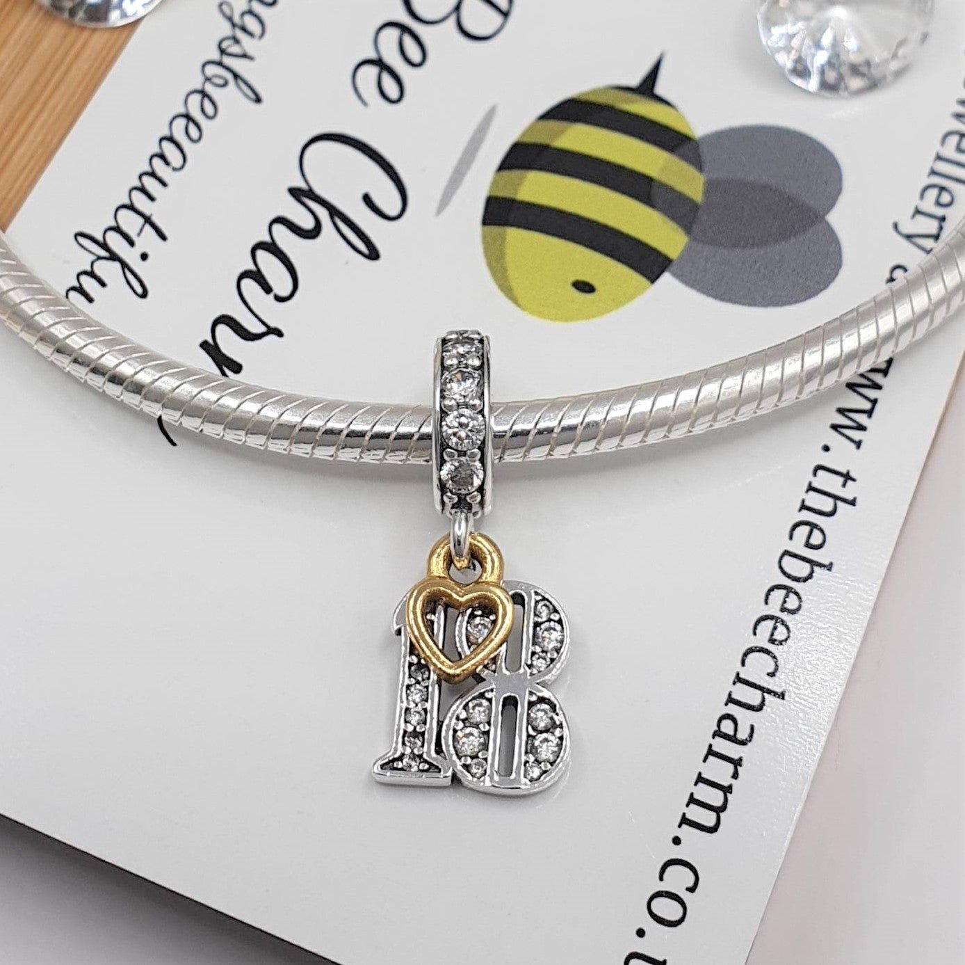18th Birthday Charm - Silver Birthday Charms - The Bee Charm