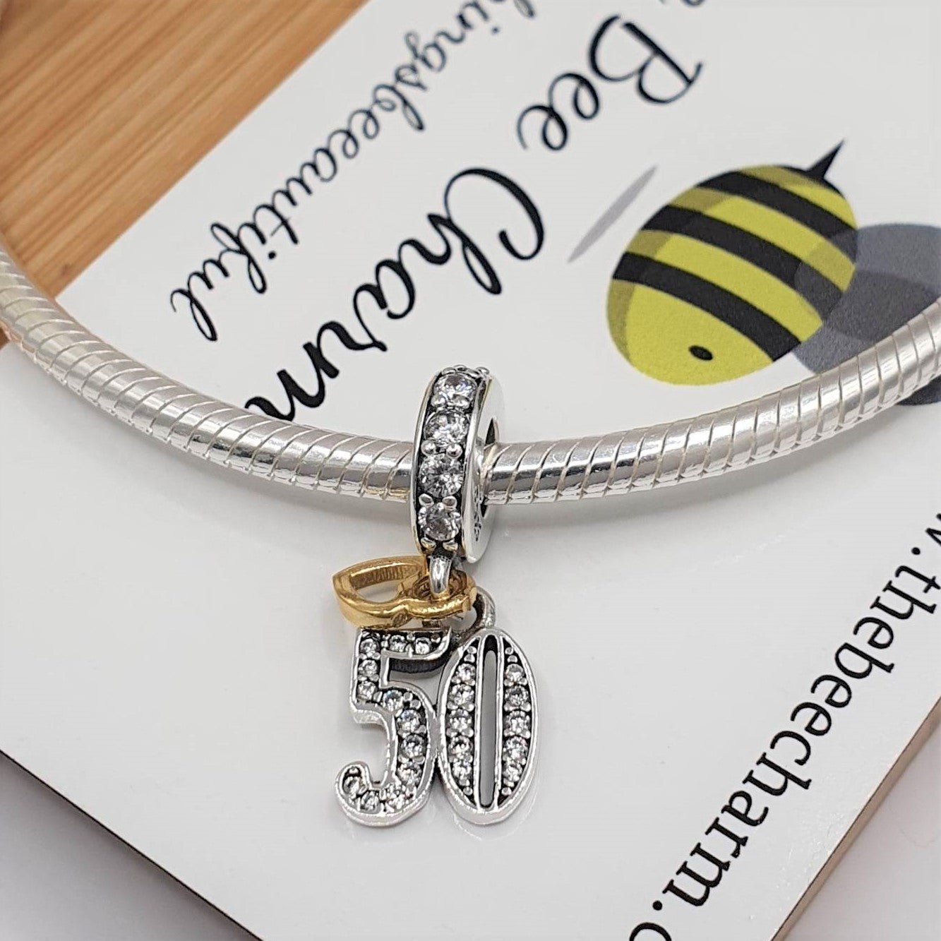 50th Birthday Charm | 925 Sterling Silver | The Bee Charm