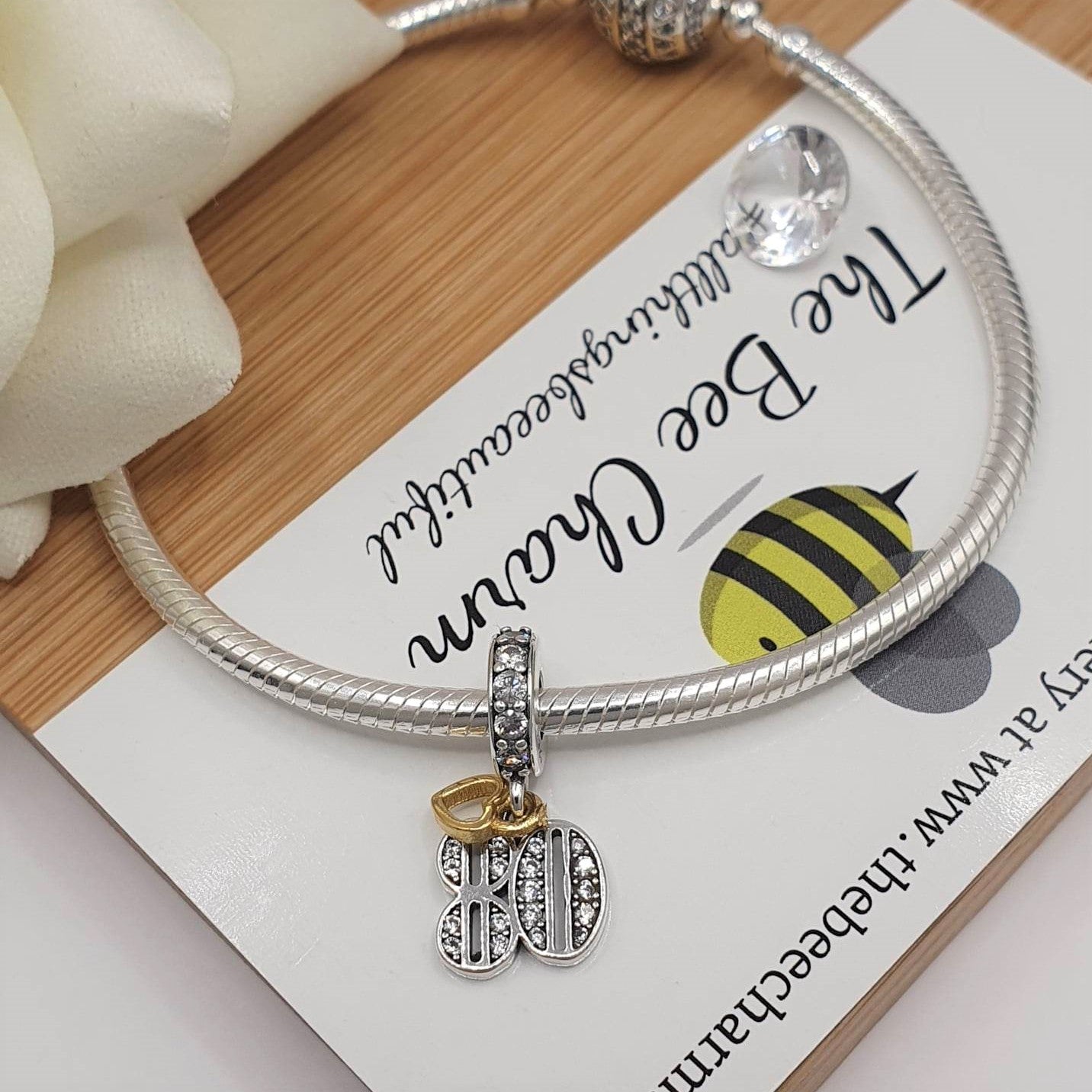 80th Birthday Charm | 925 Sterling Silver | The Bee Charm