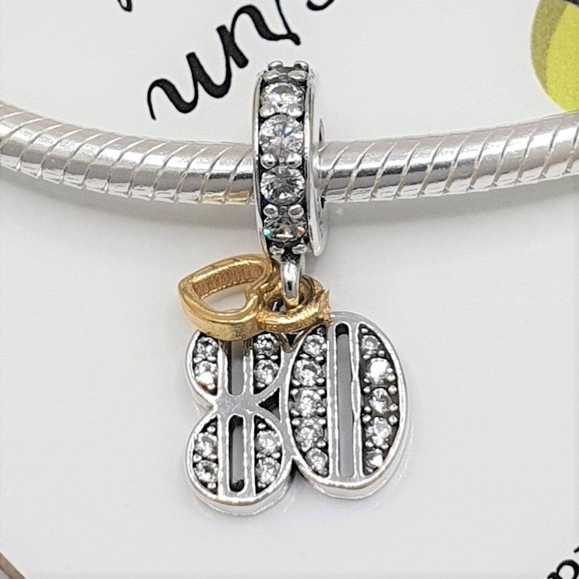 80th Birthday Charm | 925 Sterling Silver | The Bee Charm