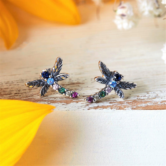 Dragonfly Stud Earrings | Silver Dragonfly Earrings | The Bee Charm