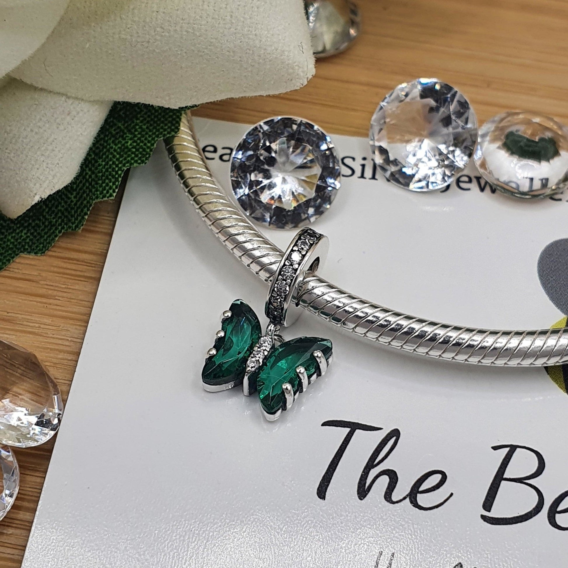 Emerald Crystal Butterfly Charm - The Bee Charm