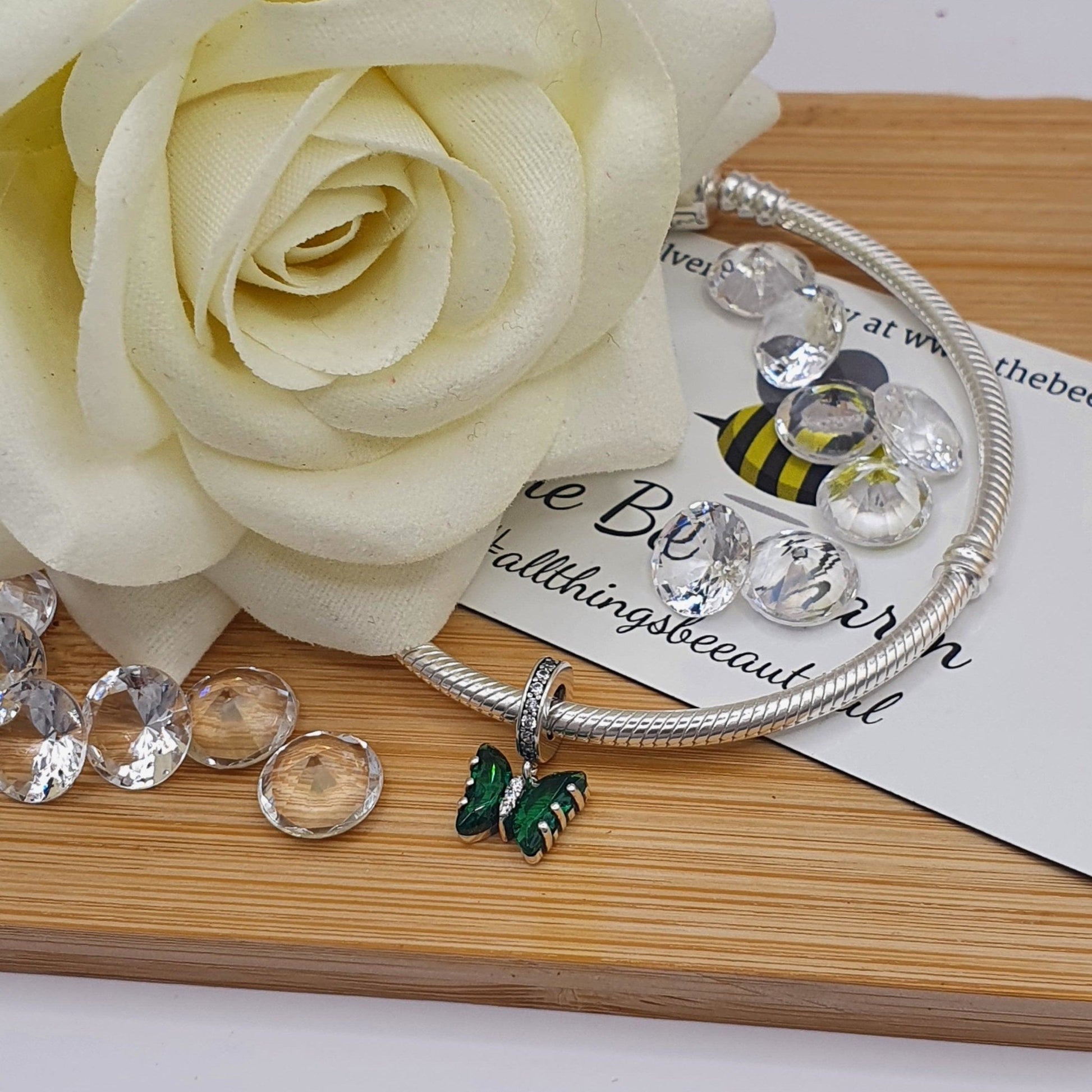 Emerald Crystal Butterfly Charm - The Bee Charm