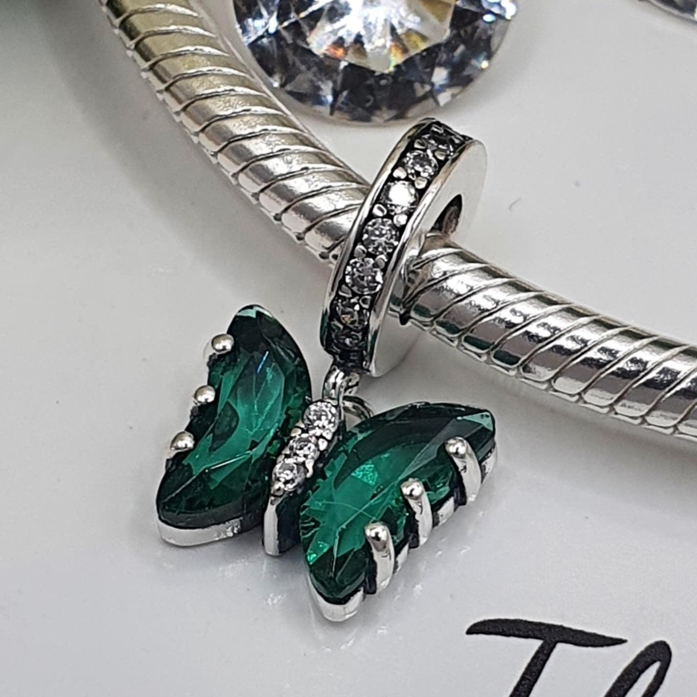 Emerald Crystal Butterfly Charm - The Bee Charm