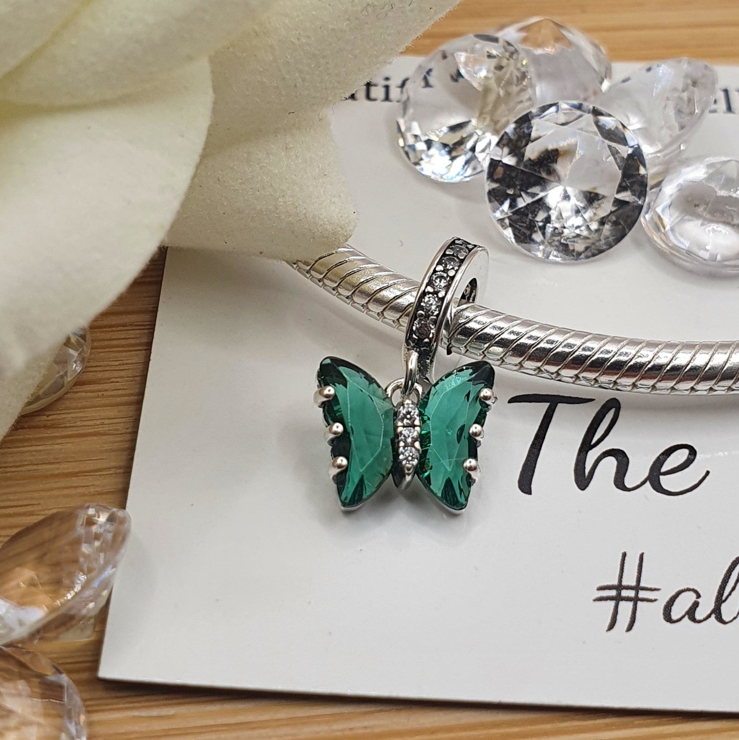 Emerald Crystal Butterfly Charm - The Bee Charm