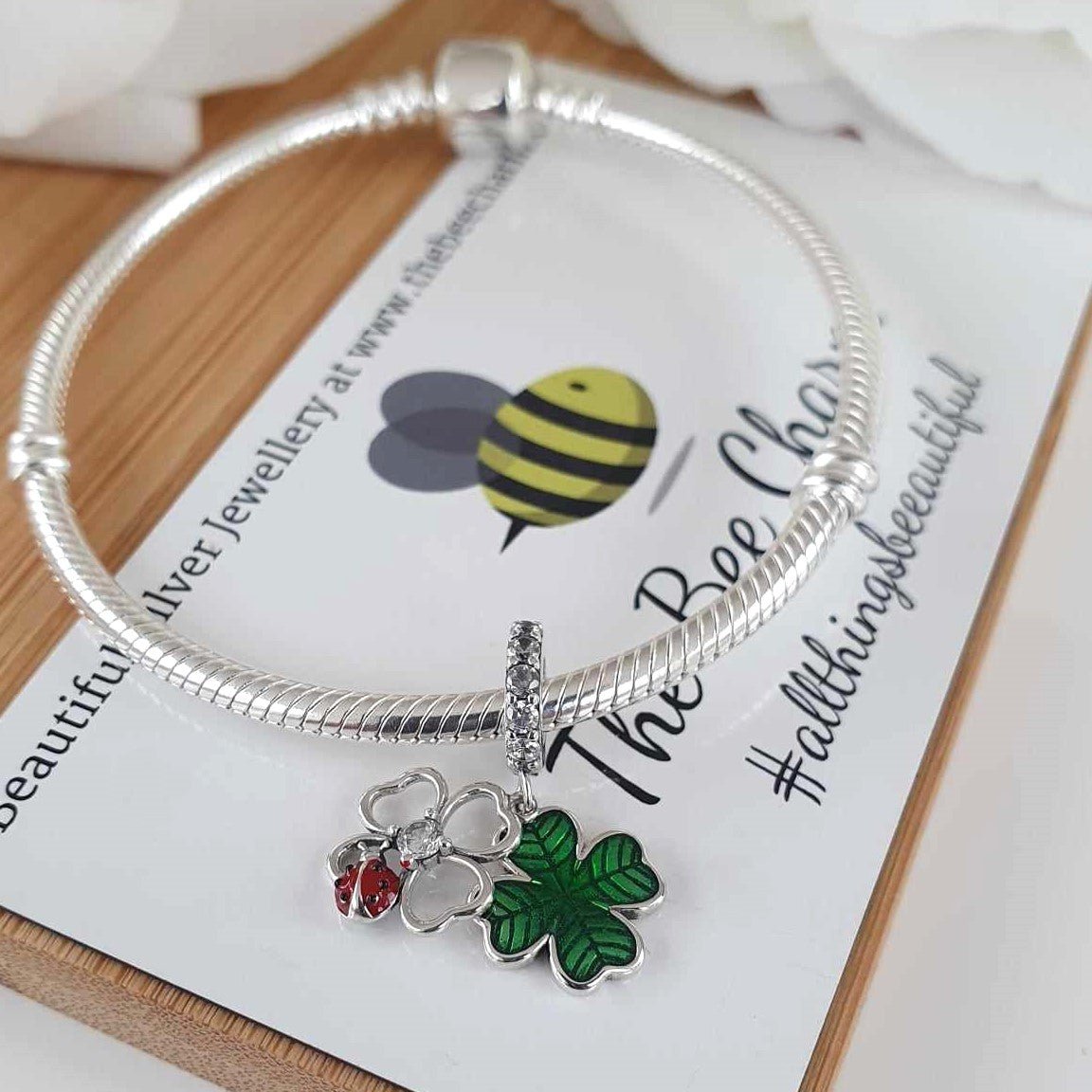 Four Leaf Clover Drop Charm - The Bee Charm