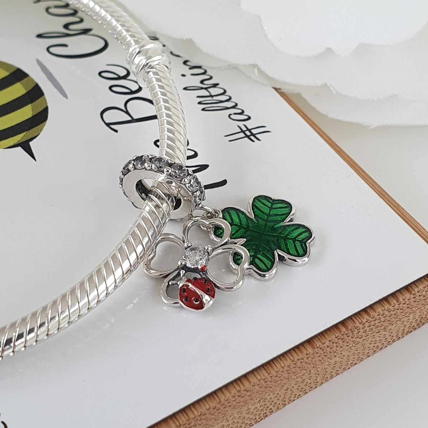 Four Leaf Clover Drop Charm - The Bee Charm