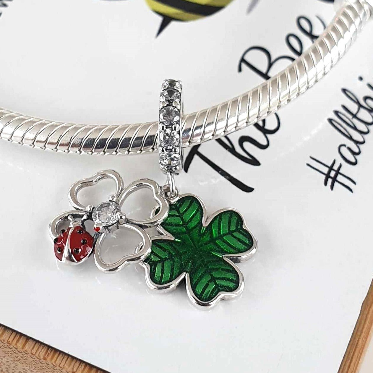 Four Leaf Clover Drop Charm - The Bee Charm