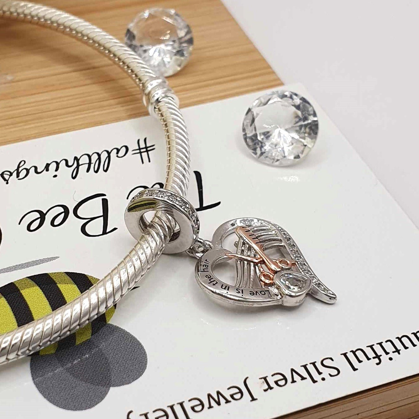 I Love Hairdressing Charm - The Bee Charm