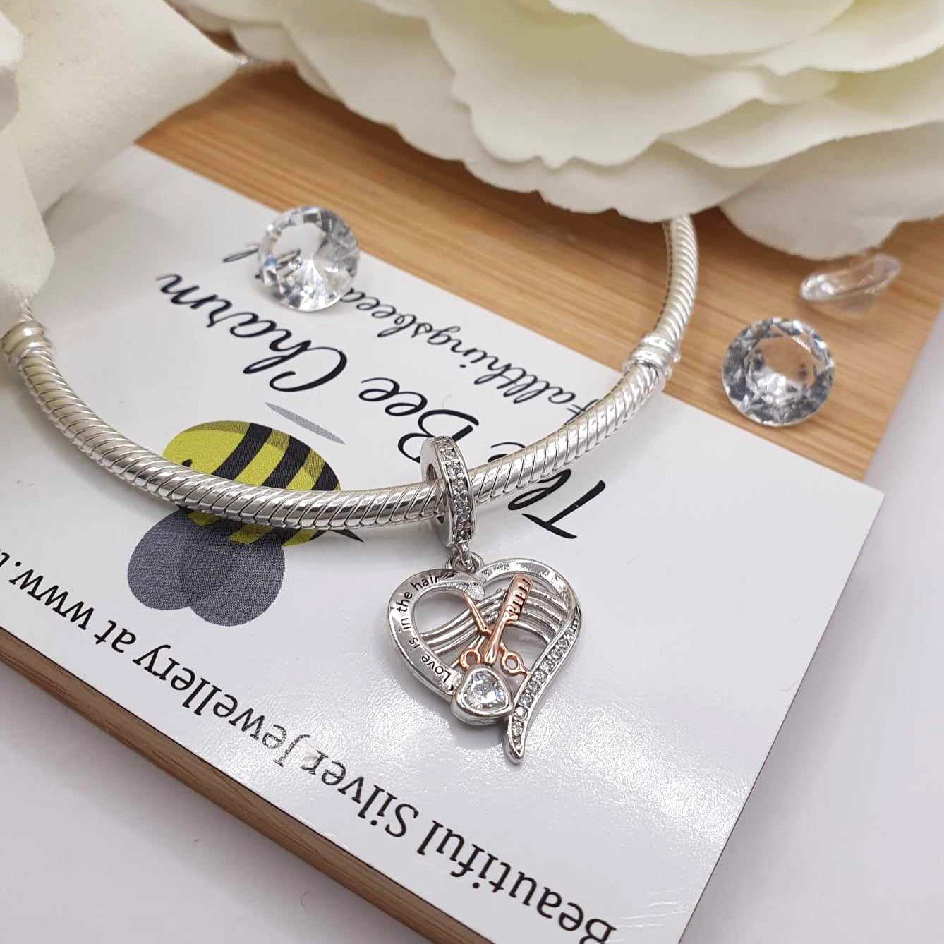 I Love Hairdressing Charm - The Bee Charm