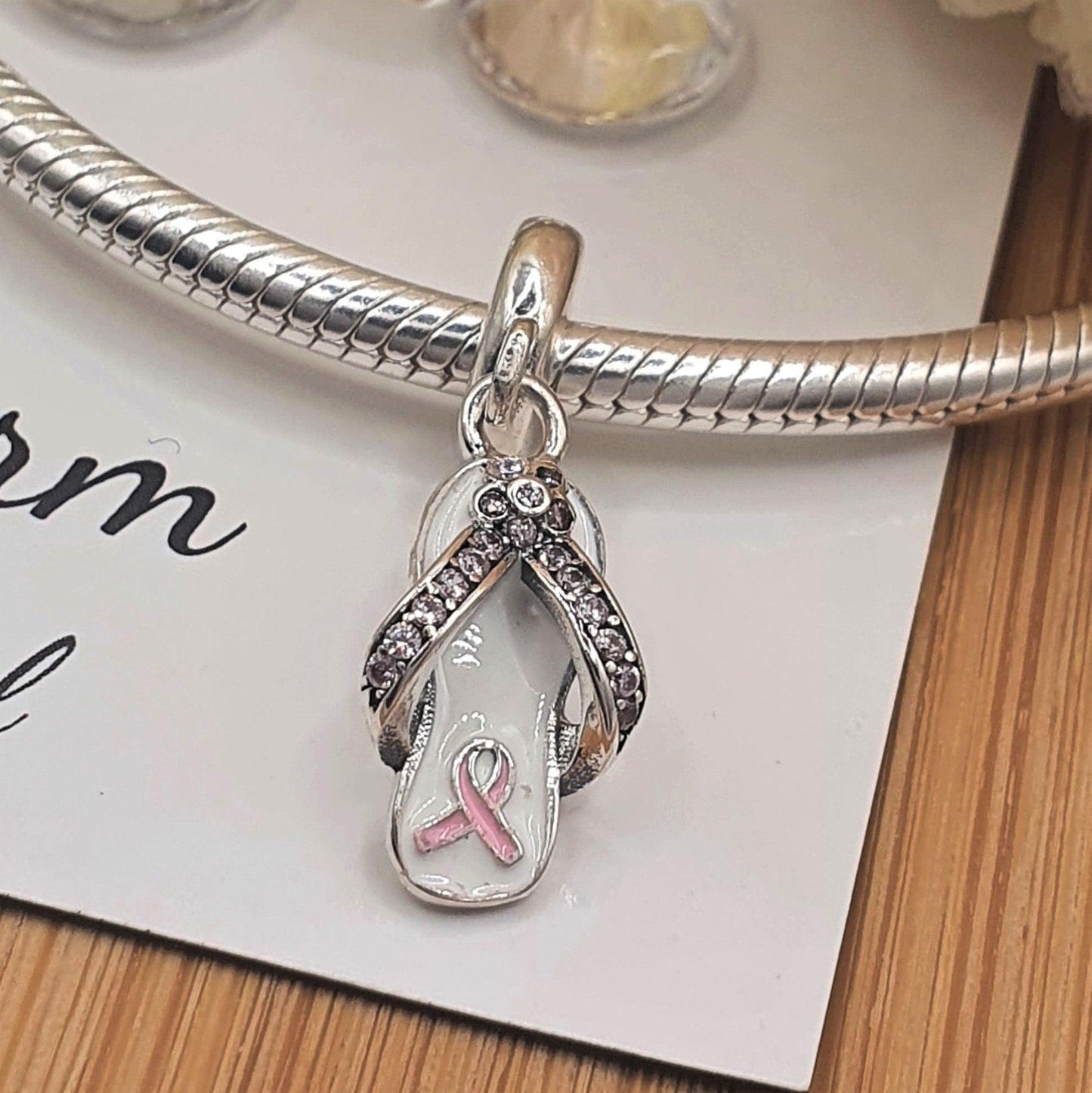 Never Walk Alone Charm (Cancer Support Ribbon) - The Bee Charm