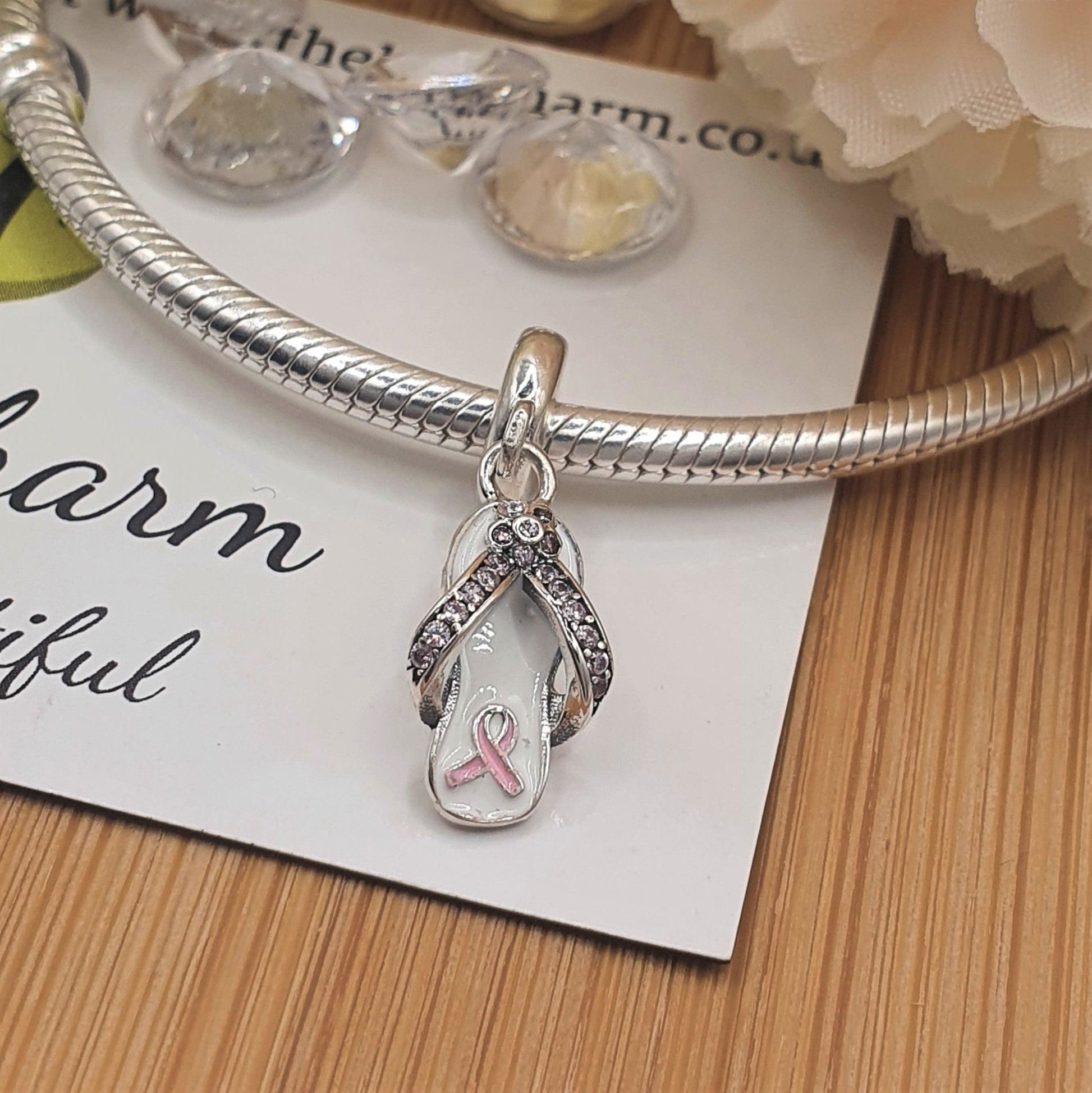 Never Walk Alone Charm (Cancer Support Ribbon) - The Bee Charm