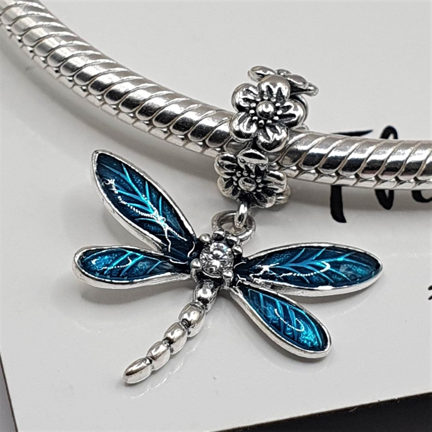 Teal Dragonfly Charm - The Bee Charm