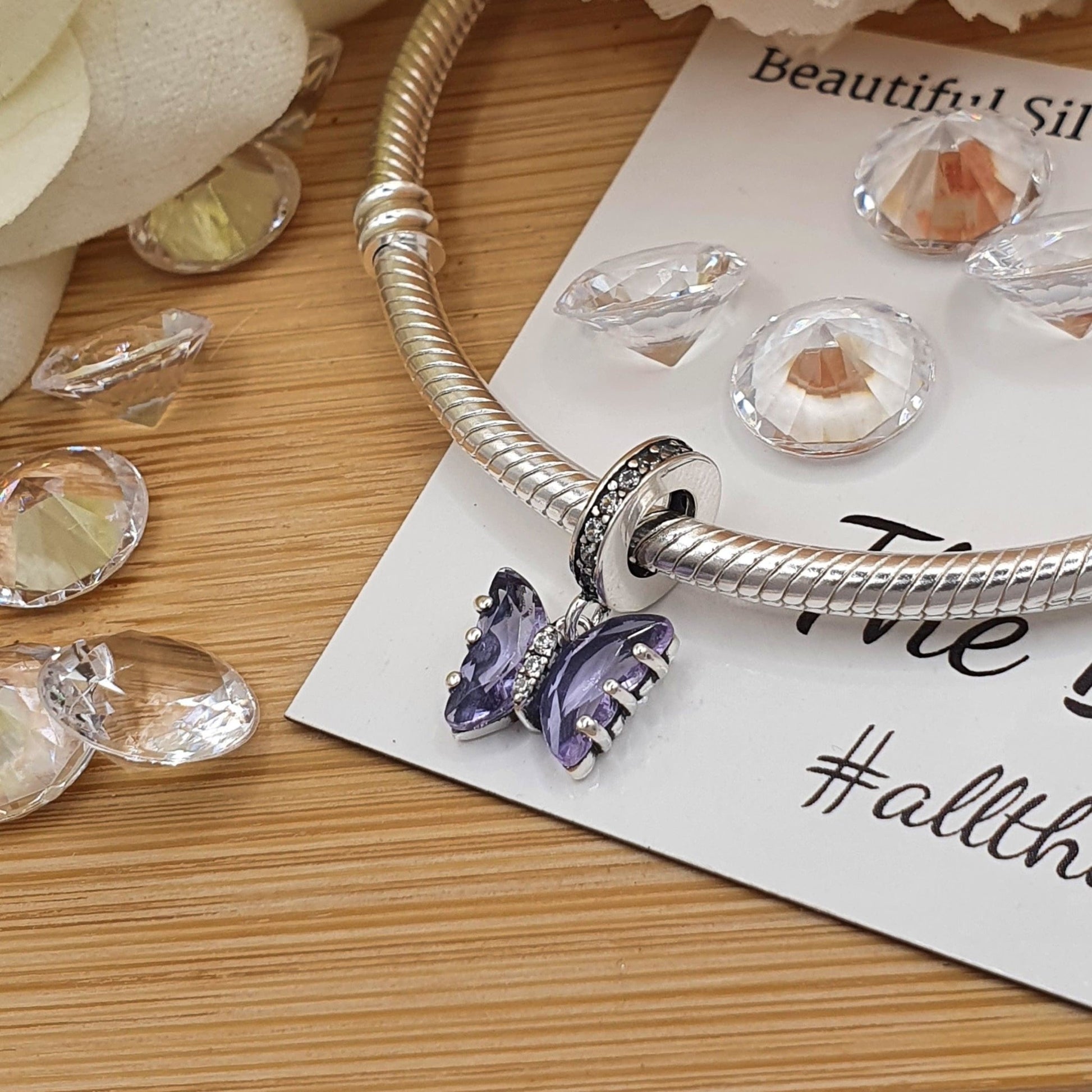 Violet Crystal Butterfly Charm - The Bee Charm